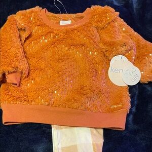Kensie Orange Sweater with Gold Details